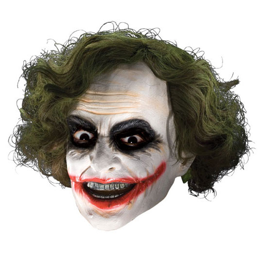 Dark Knight Joker Adult Vinyl mask with Hair Heath Ledger