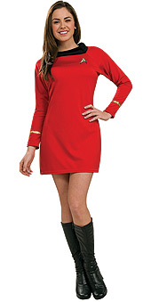STAR TREK-CLASSIC Adult Deluxe Red Dress XS-S-M