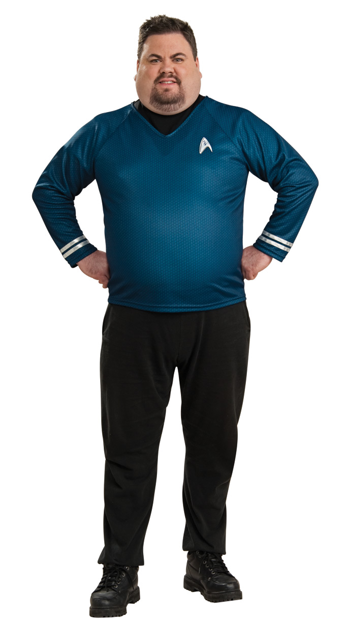 STAR TREK MOVIE Adult Blue Deluxe Shirt Plus Size - Click Image to Close