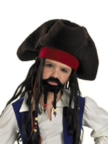 Pirate Deluxe Child Hat w/ Moustache and Goatee - Click Image to Close