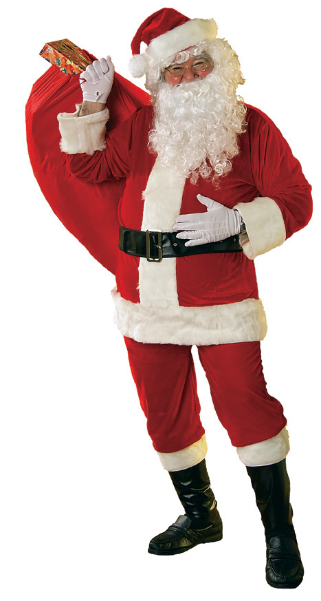 Santa Velour Suit 50-54 6 PC Set - Click Image to Close