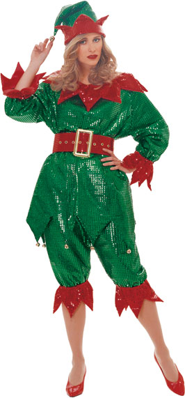 Elf Sequin Adult Costume - Click Image to Close