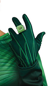 Green Lantern Adult Gloves & Light Up Ring - Click Image to Close