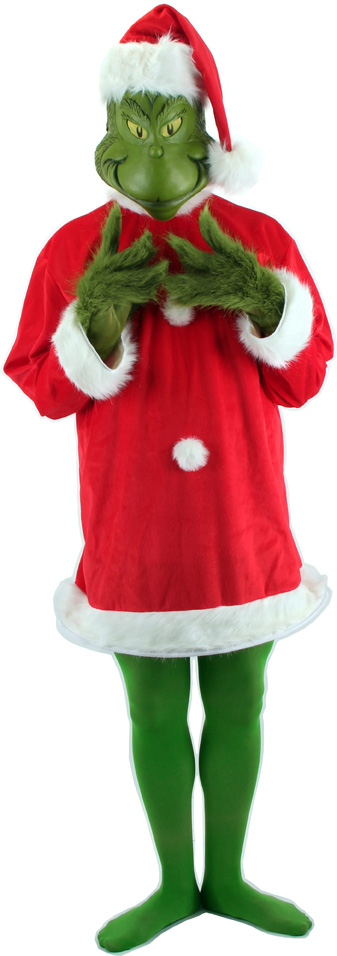 Santa Grinch Adult Deluxe Costume with Mask Size XXL - Click Image to Close