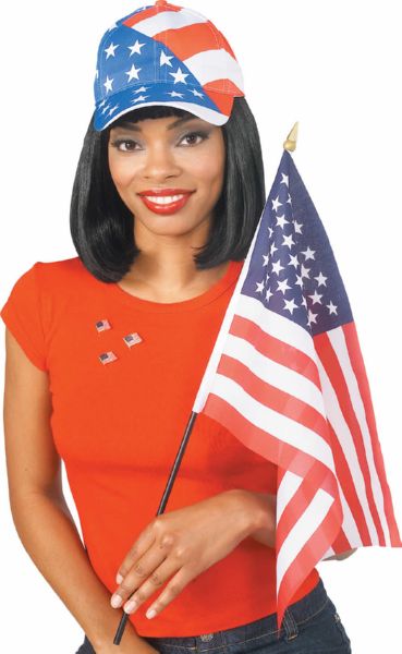 American Flag On Plastic Stick 12in. X 18in. Flag per 12 - Click Image to Close