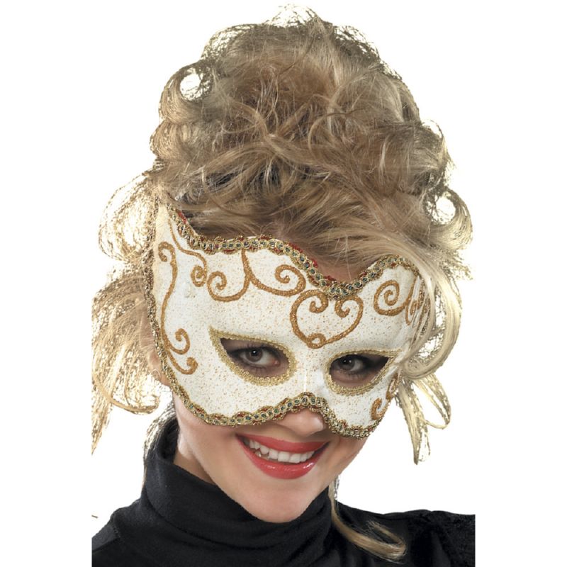 White Baroque Eyemask - Click Image to Close