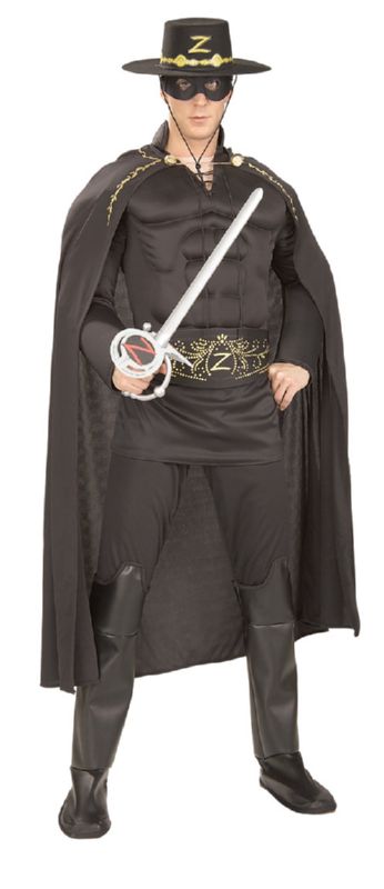 Zorro™ Adult Deluxe Muscle Chest Costume STD, XL - Click Image to Close