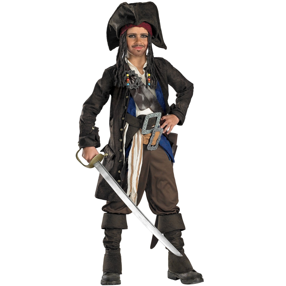 Pirates Captain Jack Sparrow Prestige Premium Child Costume - Click Image to Close