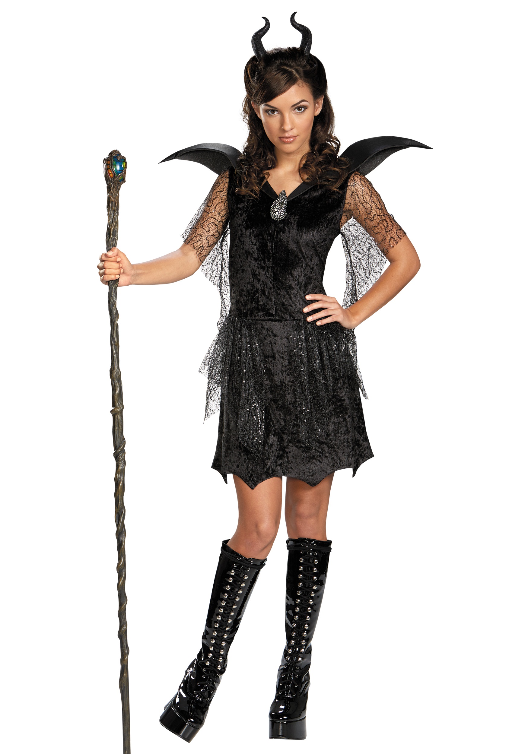 Maleficent Black Gown Tween/Teen Deluxe Costume - Click Image to Close