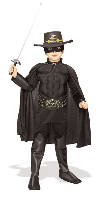 Zorro™ Child Deluxe Muscle-Chest Costume TODD,S,M,L - Click Image to Close