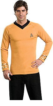 STAR TREK-CLASSIC Adult Deluxe Gold Shirt S-M-L-XL - Click Image to Close