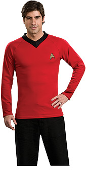 STAR TREK-CLASSIC Adult Deluxe Red Shirt S-M-L-XL - Click Image to Close