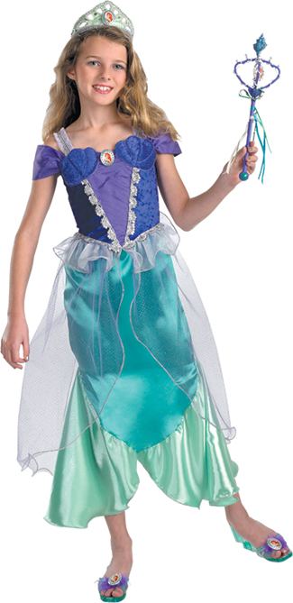 ARIEL PRESTIGE Girl Princess Costume Size 7-8 + ARIEL TIARA!!! - Click Image to Close