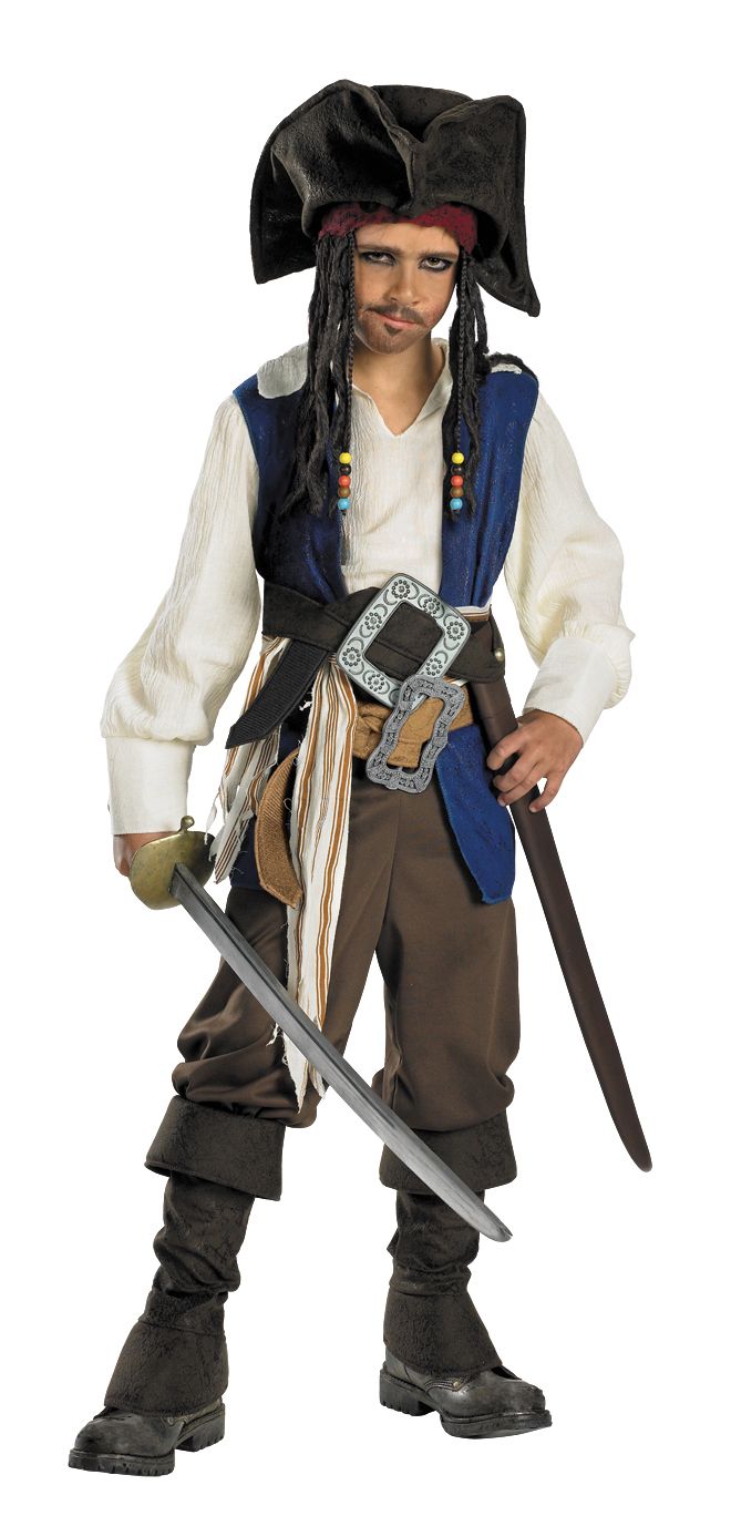 Disney Jack Sparrow Deluxe Costume Child S,M,L - Click Image to Close