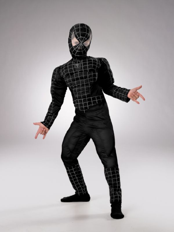 Spider-Man Child Deluxe Black Muscle Costume TODD - Click Image to Close