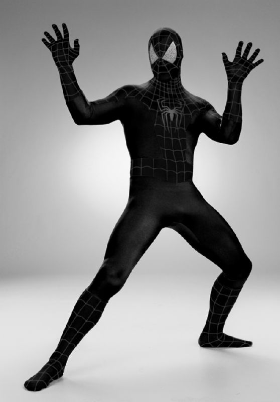 Spider-Man Adult SUPER Deluxe Rental Quality Black Costume - Click Image to Close