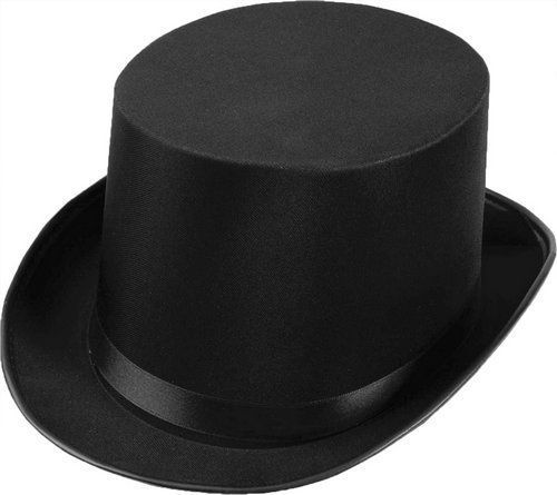Top Hat Satin Adult Black - Click Image to Close